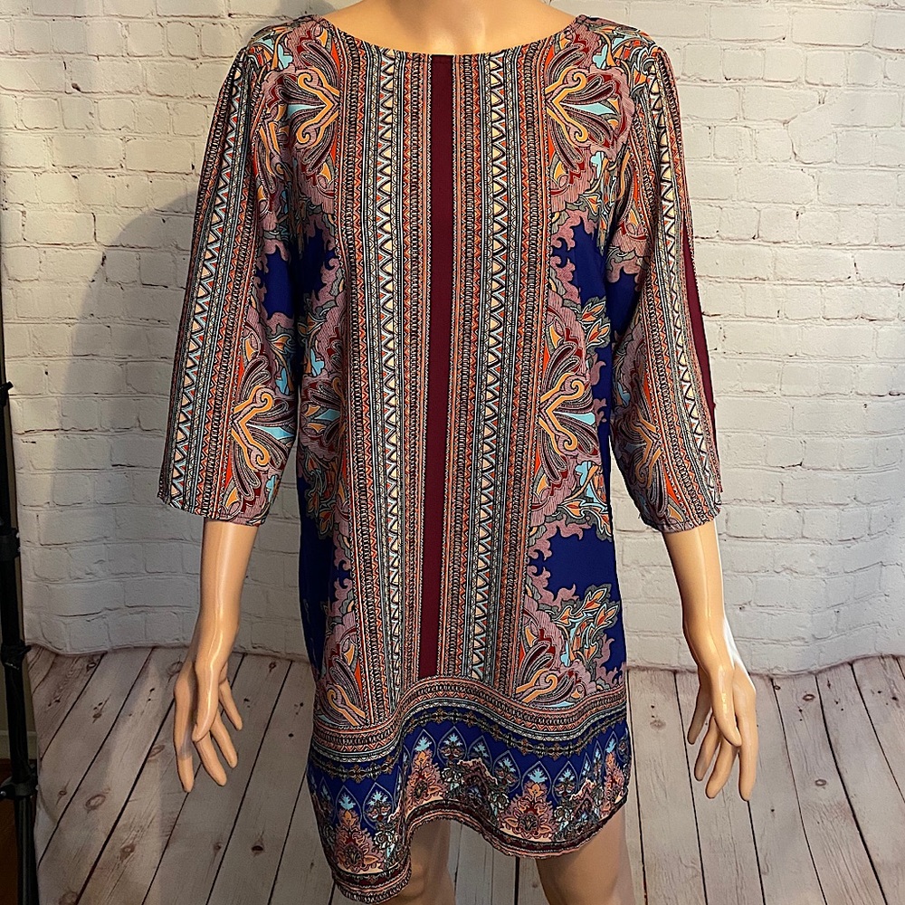 Alya boho long sleeved patterned dress size Medium fall dress